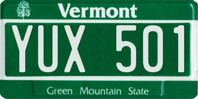VT license plate YUX501