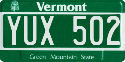 VT license plate YUX502