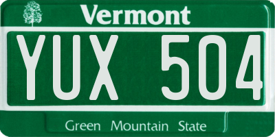 VT license plate YUX504