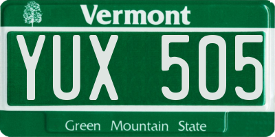 VT license plate YUX505