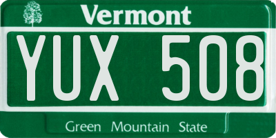 VT license plate YUX508