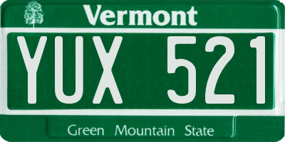 VT license plate YUX521