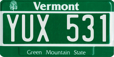 VT license plate YUX531