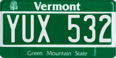 VT license plate YUX532