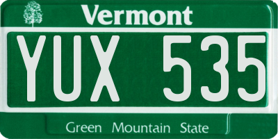 VT license plate YUX535