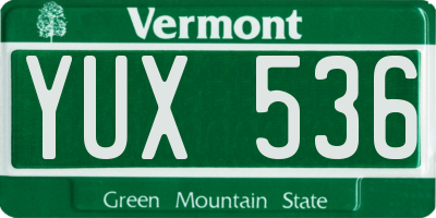 VT license plate YUX536