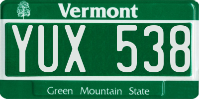 VT license plate YUX538