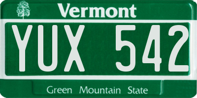 VT license plate YUX542
