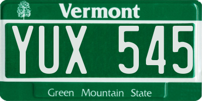 VT license plate YUX545