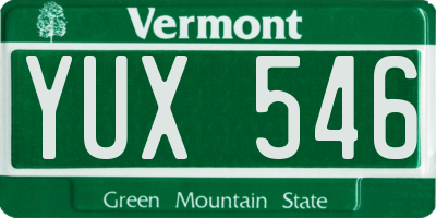 VT license plate YUX546