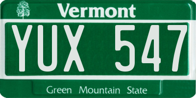VT license plate YUX547