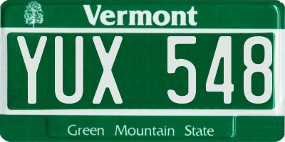 VT license plate YUX548
