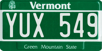VT license plate YUX549
