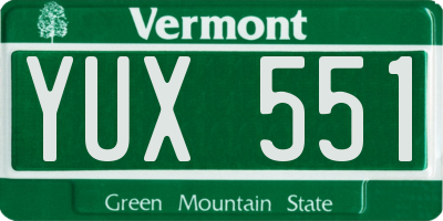 VT license plate YUX551