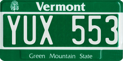 VT license plate YUX553