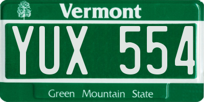 VT license plate YUX554