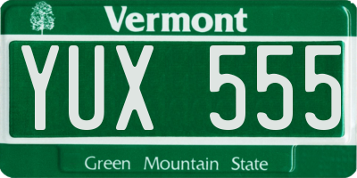 VT license plate YUX555