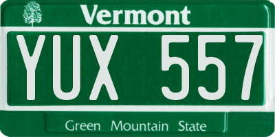 VT license plate YUX557