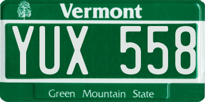 VT license plate YUX558