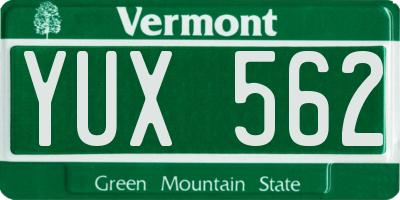 VT license plate YUX562