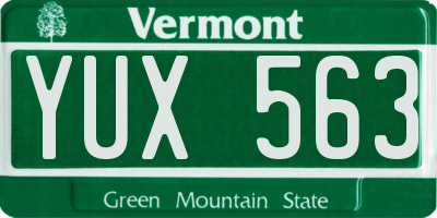 VT license plate YUX563