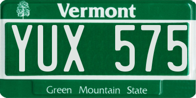 VT license plate YUX575