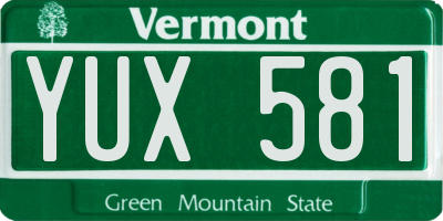 VT license plate YUX581