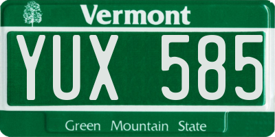VT license plate YUX585