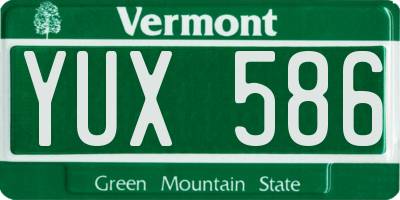 VT license plate YUX586