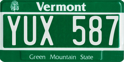 VT license plate YUX587