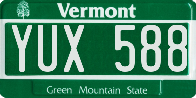 VT license plate YUX588
