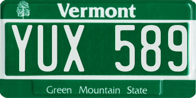 VT license plate YUX589