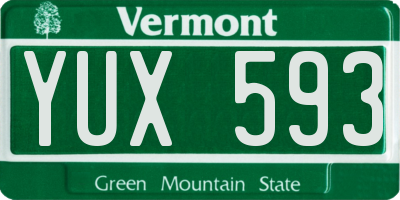 VT license plate YUX593