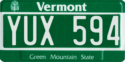 VT license plate YUX594