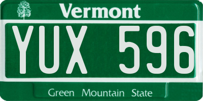 VT license plate YUX596