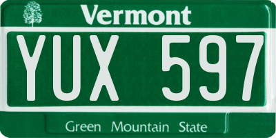 VT license plate YUX597