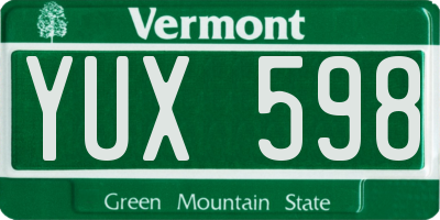 VT license plate YUX598