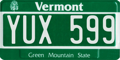 VT license plate YUX599