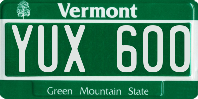 VT license plate YUX600