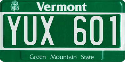 VT license plate YUX601