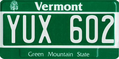 VT license plate YUX602