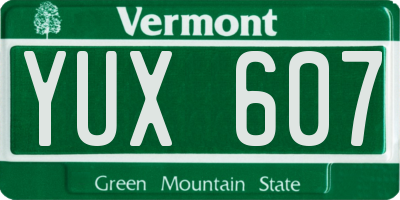 VT license plate YUX607