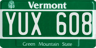 VT license plate YUX608