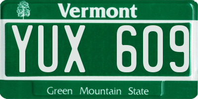 VT license plate YUX609