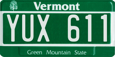 VT license plate YUX611