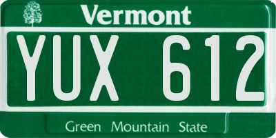 VT license plate YUX612