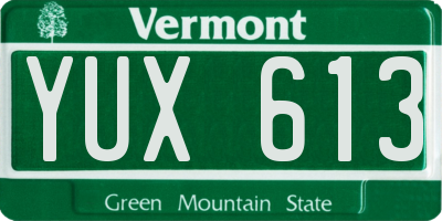 VT license plate YUX613