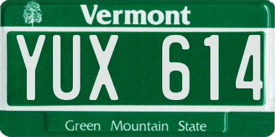 VT license plate YUX614