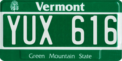 VT license plate YUX616