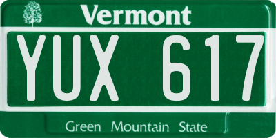 VT license plate YUX617